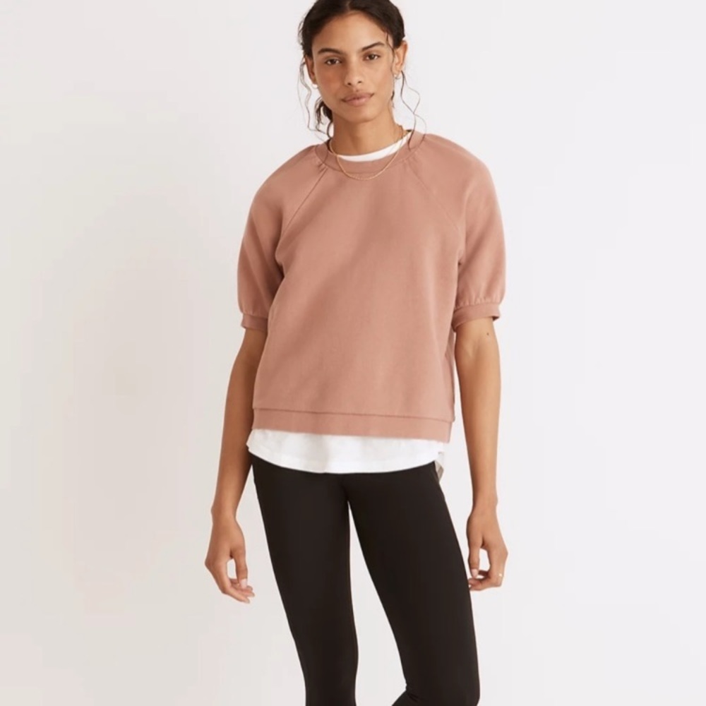 🪴Madewell Puff Sleeve Sweatshirt top blush size XL